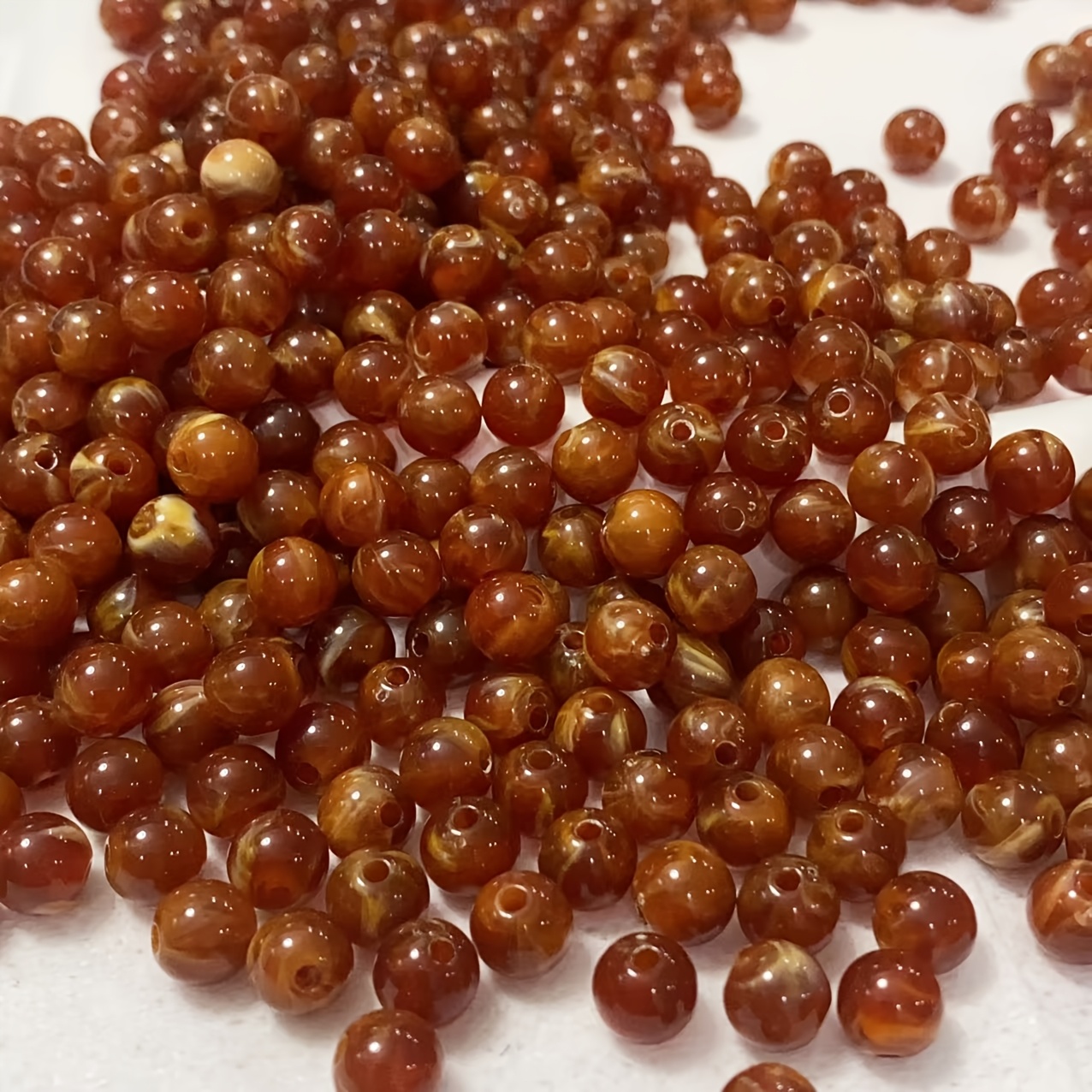 8mm Dark Brown & Two-Tone Imitation Agate Round Spacer Beads